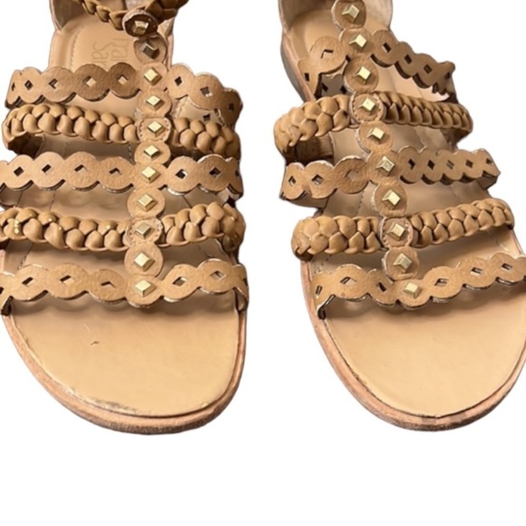 Franco Sarto Beryl Tan Gladiator Studded Flat Sandals Size 8.5 - Picture 3 of 8
